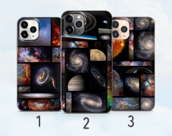 Space Phone Case, Mondrian Inspired, Cosmos, Galaxies, Planets Cover, Fits iPhone 8, SE2022, Xs, Xr, 11, 12, 13, 14, 15 | Samsung S23, S24