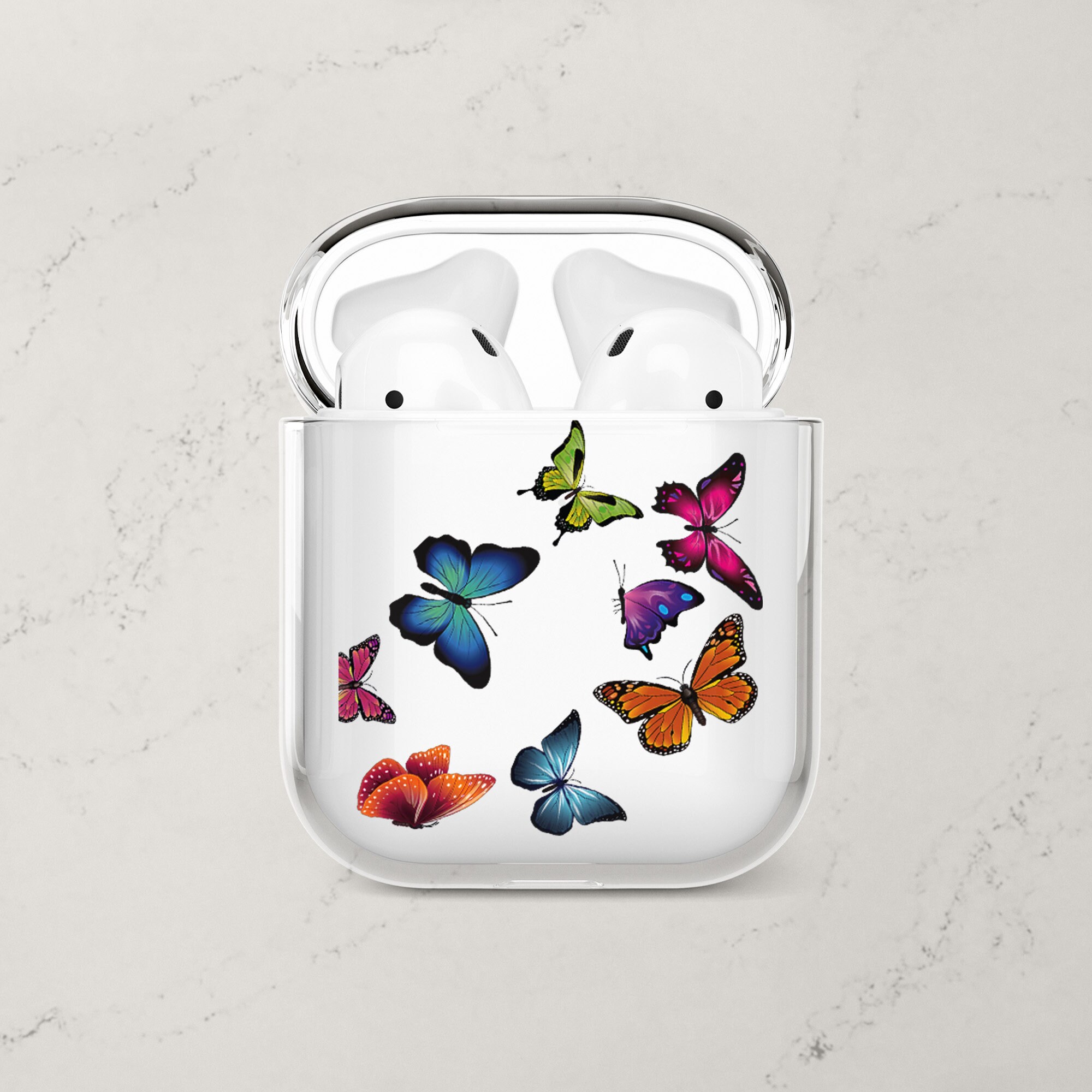 Blue Butterfly Earbud Case Cover - Compatible with Apple AirPods