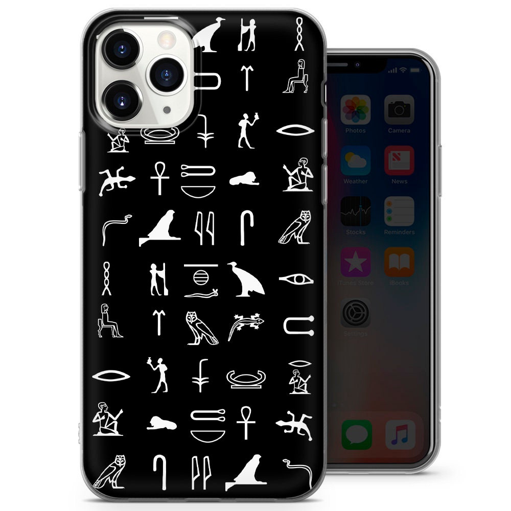 エジプトの象形文字のクリアスマホケース、考古学柄カバー