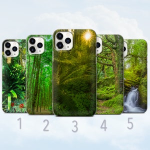 Custodia per telefono Lush Green, felce, foresta, giungla, cascata, natura - compatibile con iPhone 8, SE2022, Xs, Xr, 11, 12, 13, 14, 15 / Samsung S23, S24
