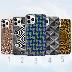 光学的錯覚を再現したスマホケース、幾何学模様、オプアートカバー - iPhone 7、8、SE2020、Xs、Xr、11、12、13、14、15、Samsung S10、S23、S24に対応