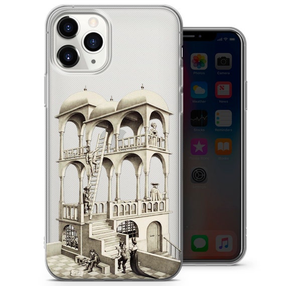 Escher Optical Illusion Clear Phone Case Cool Op Art Cover Etsy Nederland