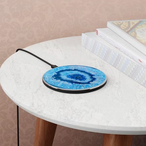 Geode Layered Agate Gemstone Print Wireless Charger, Custom Charging Pad, Fast Qi Charger for iPhone 11, 12, 13, 14, Samsung S20, S21, S22 image 6