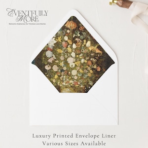 PRINTED Floral Envelope Liner, 5x7&quot; Envelope Insert, A7 Wedding Envelope Liner, Fine Art Wedding, Floral, Modern Wedding, Lustre