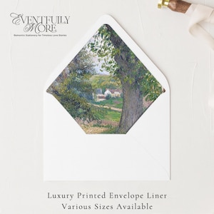 PRINTED Landscape Envelope Liner, 5x7&quot; Envelope Insert, A7 Wedding Envelope Liner, Fine Art Wedding, Floral, Green Wedding, Vines