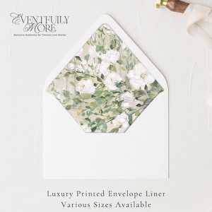 Floral Envelope Liner, 5x7&quot; Envelope Insert, A7 Wedding Envelope Liner, Fine Art Wedding, Floral, Vintage Liner, PRINTED Wedding Envelope