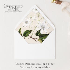 Floral Envelope Liner, 5x7&quot; Envelope Insert, A7 Wedding Envelope Liner, Fine Art Wedding, Floral, Vintage Liner, PRINTED Wedding Envelope