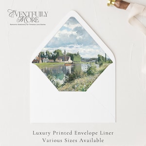 Landscape Envelope Liner, 5x7&quot; Envelope Insert, A7 Wedding Envelope Liner, Fine Art Wedding, Blue Envelope, Artwork Wedding Insert