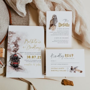Zauberer-Hochzeitseinladungs-Set, magische Hochzeitseinladung, magische Hochzeitseinladung, Hochzeitseinladung für WichtCraft und Zauberei, Antwortkarten, #934
