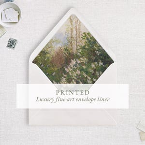 Forro para sobre de paisaje de bellas artes, sobre A7 de 5x7", invitación de boda, sobre verde