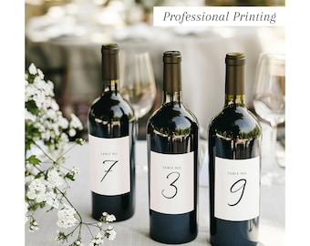 PRINTED Wine Bottle Table Numbers, Wine Labels, Wedding Table Numbers, Wine Seating Plan Professional Printing, Wine Label Stickers, #100