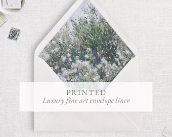 Wedding Envelope Liner, 5x7" Envelope Insert, Blue Floral, Fine Art Wedding Invitation