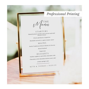 Letrero de menú de boda impreso, menú de noche, letrero de comida de boda, menú Let's Eat, menú de boda personalizado, cartulina de lino de 300 g/m², n.º 200