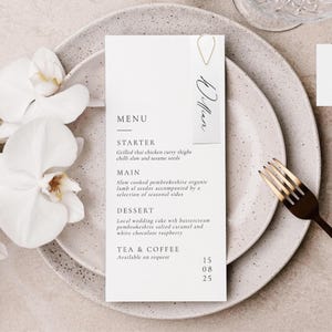 GEDRUKTE trouwkaart en plaatskaart, Let's Eat, plaatskaart bruiloft, professioneel gedrukt, bruiloftsdinermenu, 300 gsm linnen kaart, #LN1
