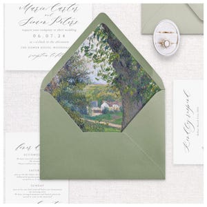 GEDRUCKTE Landschaft Umschlag Liner, 5x7 "Umschlag Insert, A7 Hochzeit Umschlag Liner, Fine Art Hochzeit, Blumen, Grüne Hochzeit, Reben