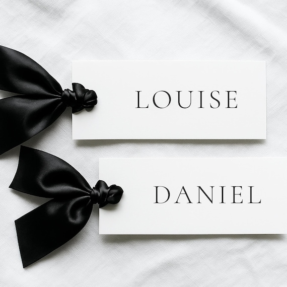 Ribbon Wedding Place Card, Seating Plan, Ribbon, Name Card, Professionally Printed, Wedding Dinner, 300gsm Card, Satin Ribbon #AA5