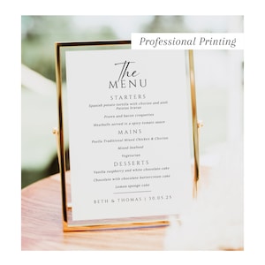 "Gedrucktes Hochzeitsmenüschild, Abendkarte, Hochzeitskarte, ""Let's Eat"" Menü, personalisiertes Hochzeitsmenü, 300gsm Leinenkarte, #100."