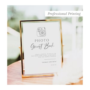 Libro degli ospiti con foto STAMPATA, per favore firma il nostro libro degli ospiti, cartello per matrimonio Polaroid, lascia una foto, scattala, firmala, cartoncino di lino da 300 g/m², n. 100
