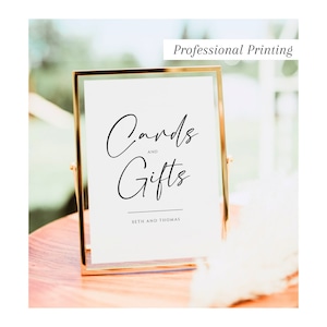 PRINTED Hochzeitskarten und Geschenke Zeichen, Hochzeit Beschilderung, Minimalistisches Hochzeitsschild, professioneller Druck, hochwertige Leinenkarte #100