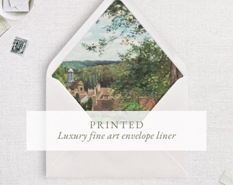 Landscape Envelope Liner, 5x7" Envelope Insert, A7 Wedding Envelope Liner, French Garden, Fine Art