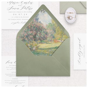 GEDRUCKTE Landschaft Umschlag Liner, 5x7 "Umschlag Insert, A7 Hochzeit Umschlag Liner, Fine Art Hochzeit, Blumen, Grüne Hochzeit, Auric