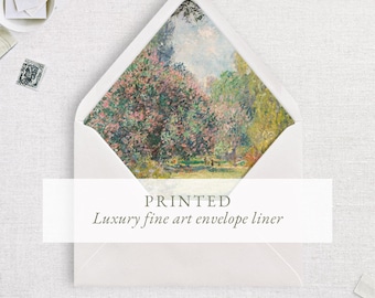 Printed Landscape Envelope Liner, 5x7" A7 Insert, Fine Art, Spring Garden, Wedding Invitation Envelope