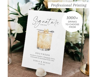 PRINTED Signature Drink Sign, Bar Menu Template, Wedding Welcome Drinks, Signature Cocktail Sign, Entrance Drink Sign, Wedding Bar, #200