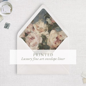 Vintage Rose Envelope Liner, 5x7" A7 Envelope Insert, Fine Art, Garden, Blush, Envelope and Assembly Option