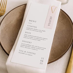 PRINTED Wedding Menu and Place Card, Let&#39;s Eat, Wedding Place Card, Professionally Printed, Wedding Dinner Menu, 300gsm Linen Card, #VK2