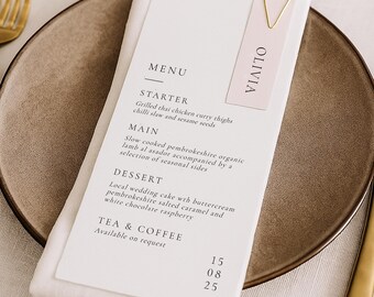 PRINTED Wedding Menu and Place Card, Let's Eat, Wedding Place Card, Professionally Printed, Wedding Dinner Menu, 300gsm Linen Card, #VK2