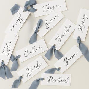 Ruban pour mariage, Plan de table, Ruban, Carte de visite, Impression professionnelle, Dîner de mariage, Carte 300 g, Ruban en mousseline de soie #BB9