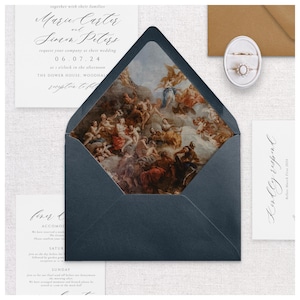 PRINTED Renaissance Umschlag Liner, 5x7 "Einlage, A7 Hochzeit Umschlag Liner, Fine Art Hochzeit, Floral, Grüne Hochzeit, Renaissance
