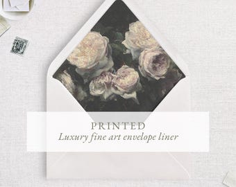 Forro para sobre Moody Rose, inserto para sobre A7 de 5x7", diseño floral, sobre, opción de montaje.