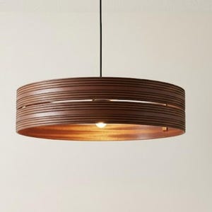 Mahogany Wood Pendant Light | Mid Century Modern Lighting for Kitchen and Dining Room | Wood Chandelier | DUNE by HANMN