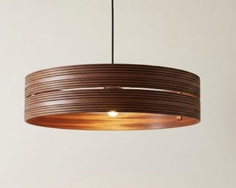 Mahogany Wood Pendant Light | Mid Century Modern Lighting for Kitchen and Dining Room | Wood Chandelier | DUNE by HANMN