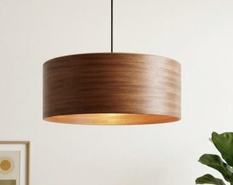 Mahogany Wood Pendant Light | Mid Century Pendant Light | Kitchen Island Dining Light | Wood Chandelier | MONO by HANMN