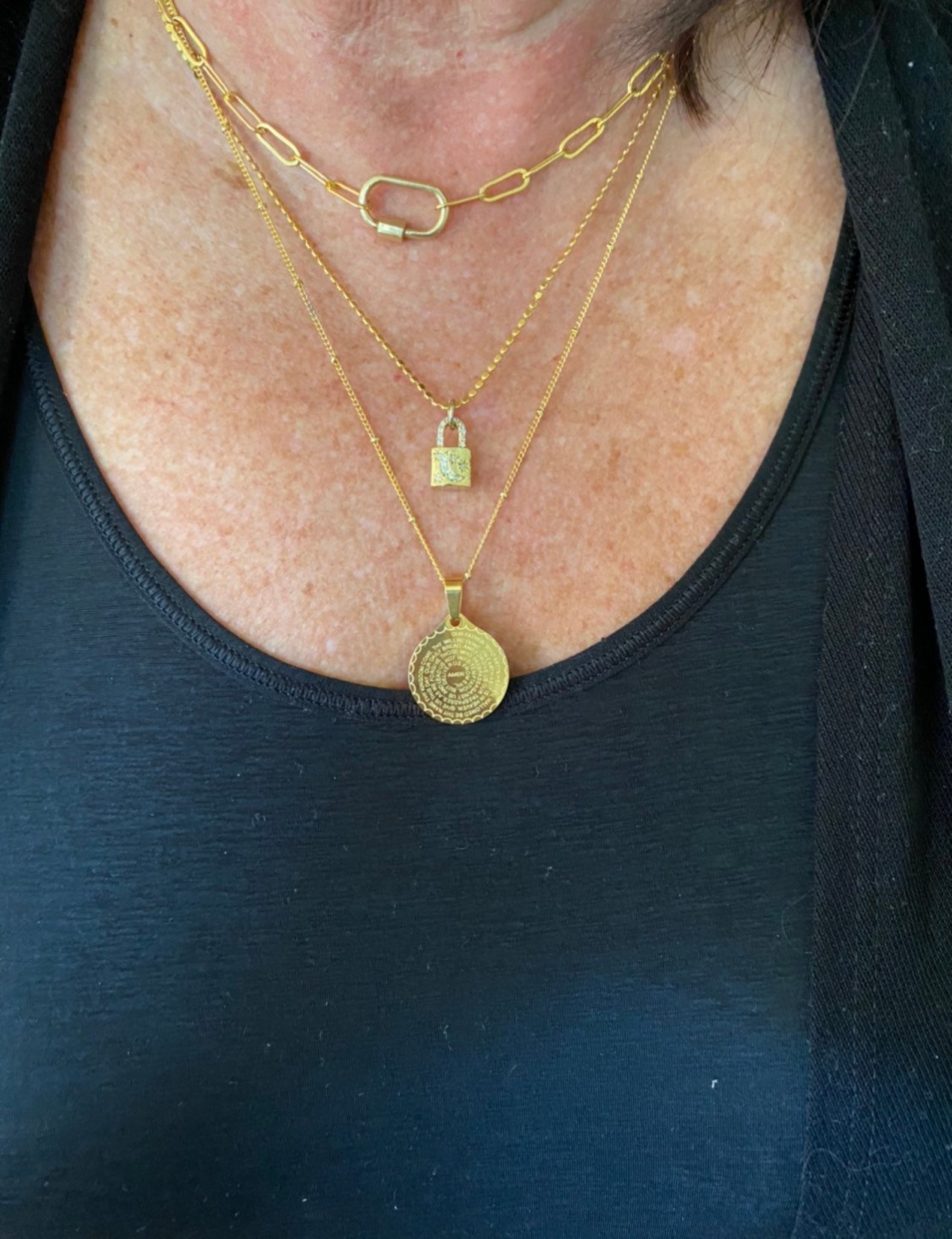 Collier Pendentif Croix De Prière Templier En Acier Inoxydable - Écriture Espagnole, 56 Cm