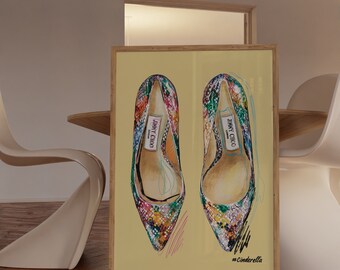 Fashionable Trendy Soft Colors Giclee Art Print, Shoes Drawing, Trendy Poster, Contemporary Scandic Interior Wall Decor, Ukrainian Artist,