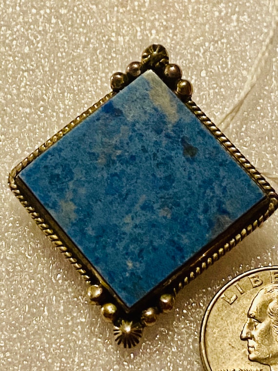 Lester Jackson signed Sterling Navajo lapis Penden