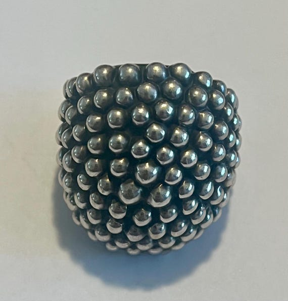 Large Mexico 999 silver ball Statement Ring - image 1