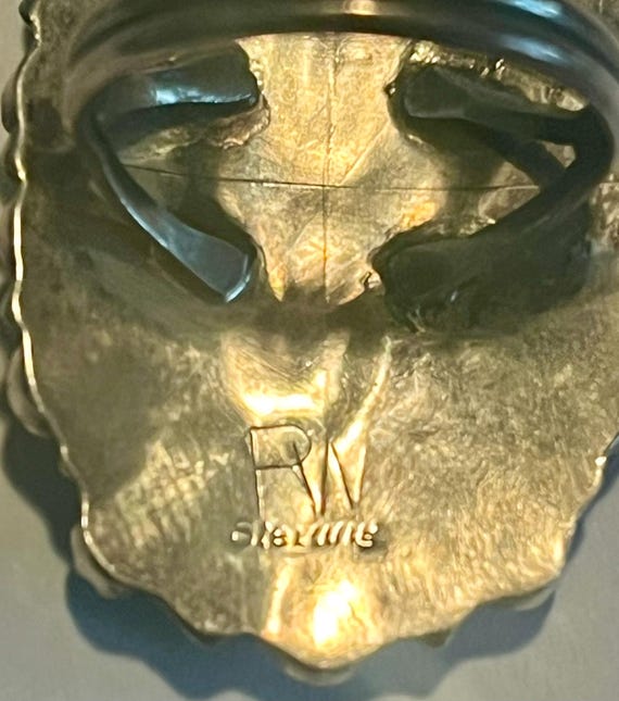 Native American signed Multi Gemstone Sterling Ro… - image 6