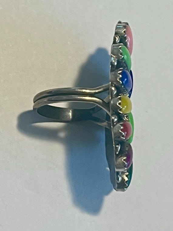 Native American signed Multi Gemstone Sterling Ro… - image 4