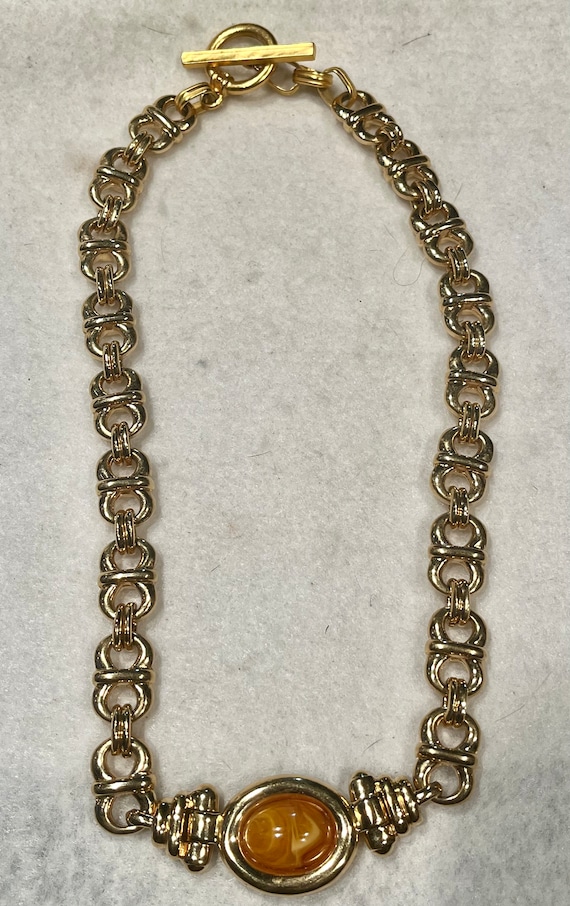 Ciner gold with Orange swirl heavy necklace