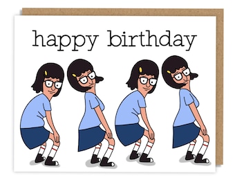 Tina Belcher Dancing Birthday Card,  Bob Burger Birthday Card
