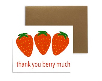 Strawberries Thank You Berry Much Card, Thank You Gift