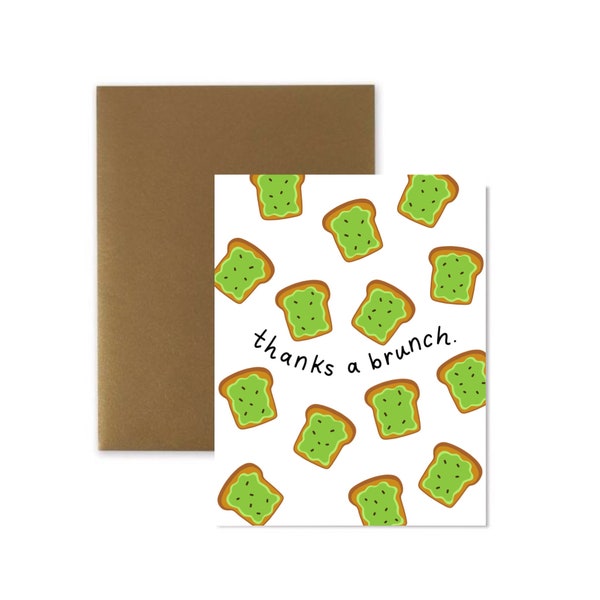 Thanks A Brunch Avocado Toast Card,  Funny Food Pun Thank You Card