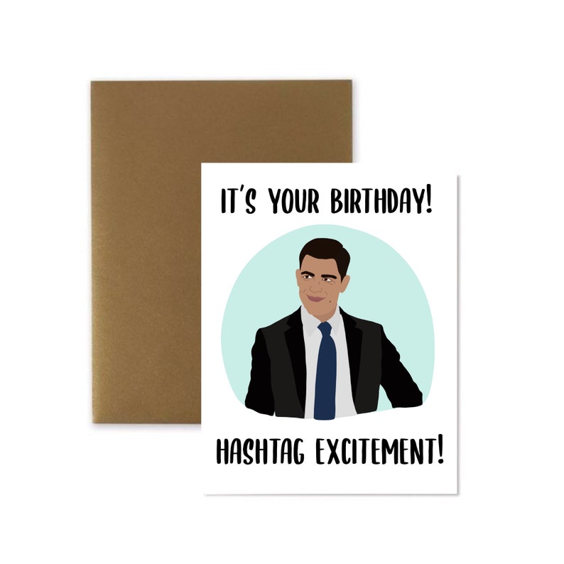 Schmidt Hashtag Excitement Birthday Card, TV Show Funny Birthday Card image 1