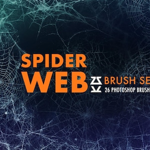 May include: A set of 26 Photoshop brushes featuring spider web designs. The brushes are perfect for creating spooky and eerie effects in your digital art.