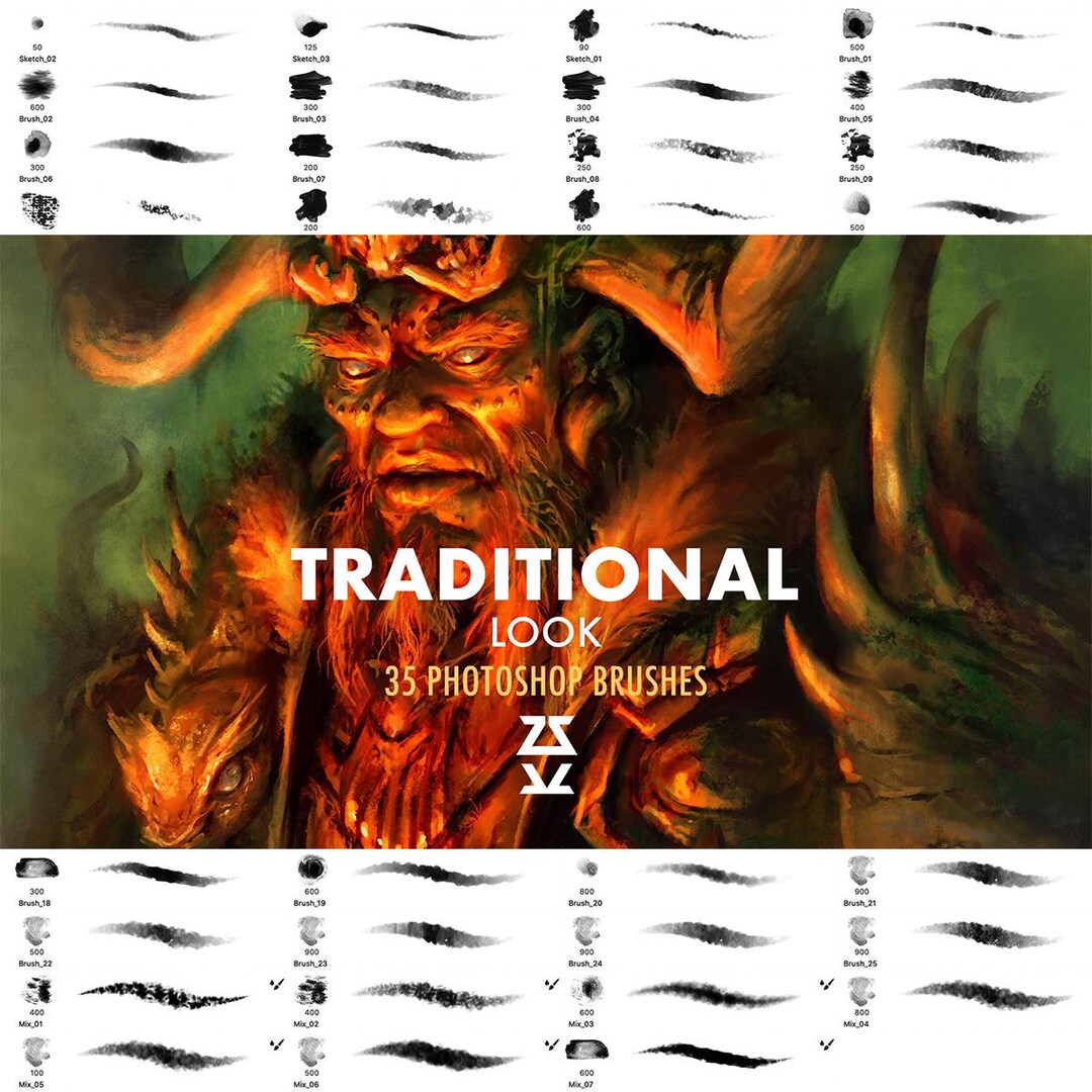 Traditional Brush Set | Procreate | Photoshop | CSP | Texture Brushes ...