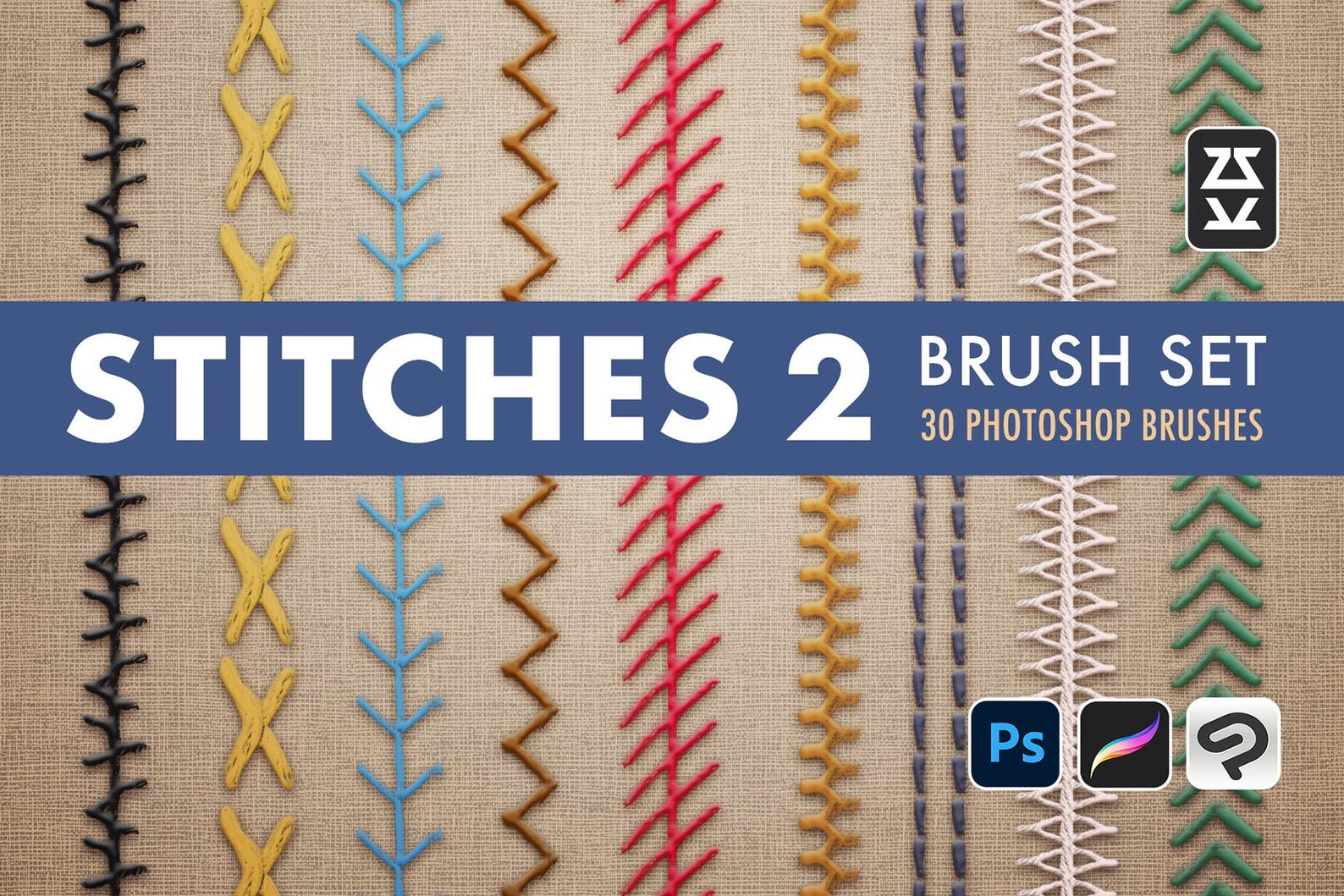Stitches 2 Brush Set | Procreate | Photoshop | CSP | Texture Brushes - Etsy
